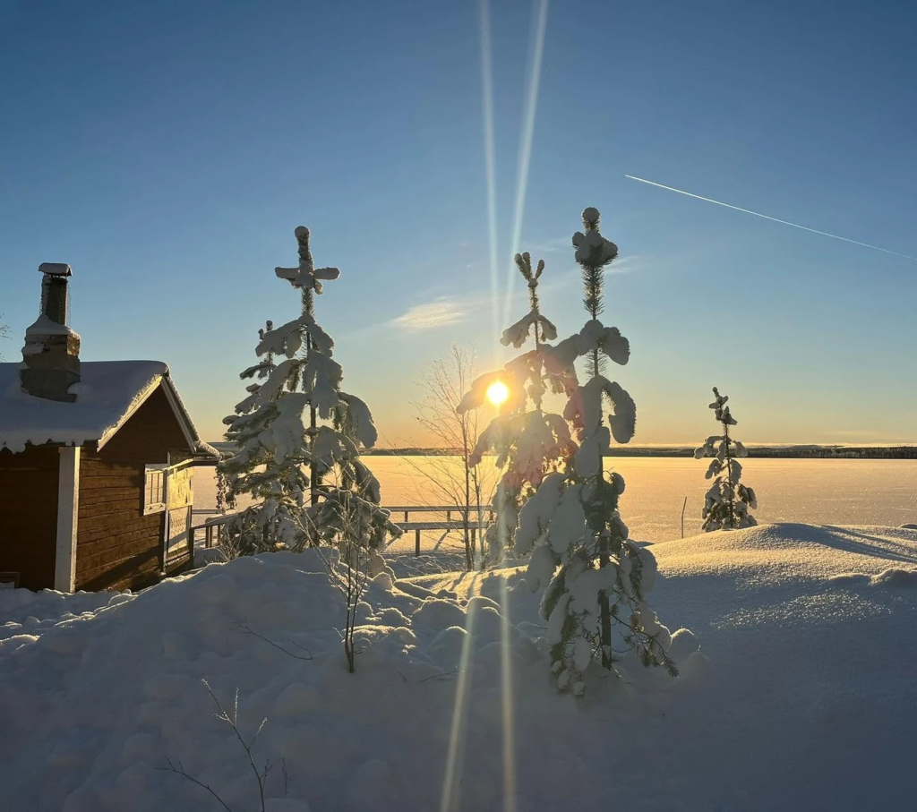 soleil en laponie en hiver